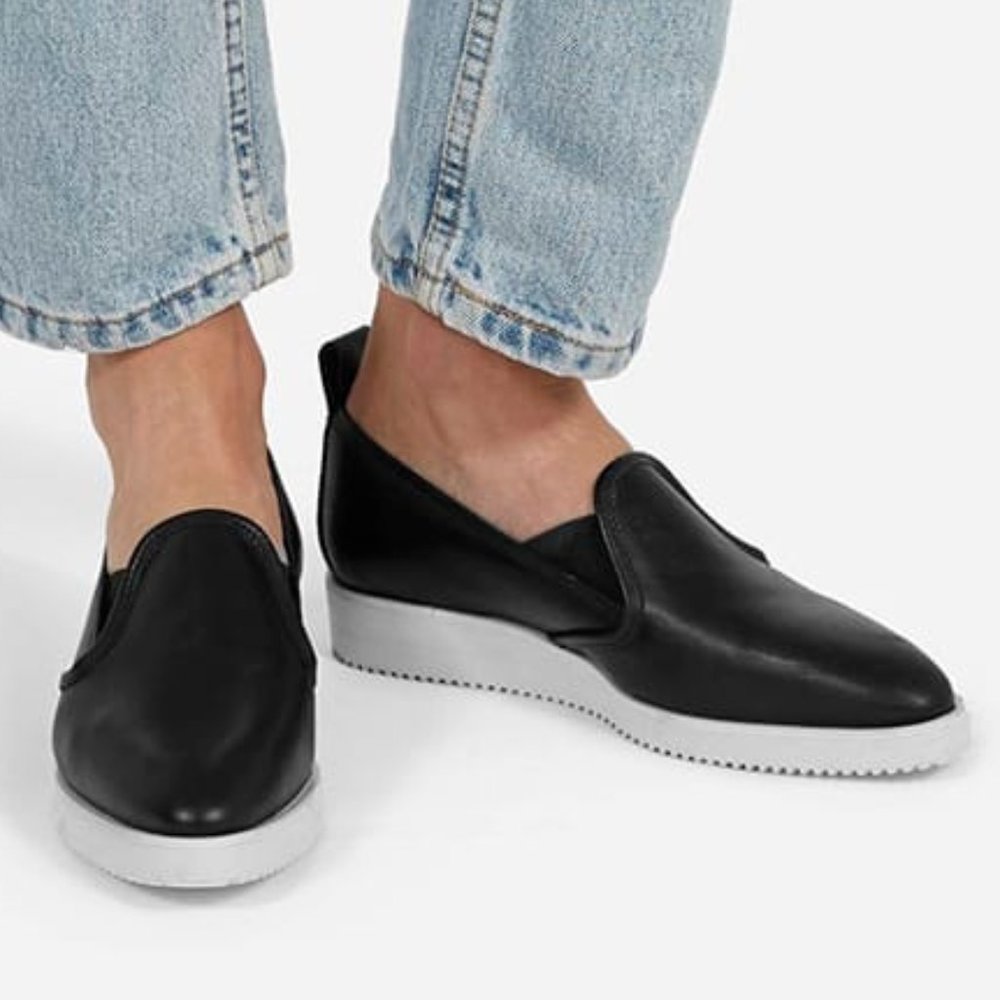 Everlane The Black Leather Street Shoe Mini Wedge